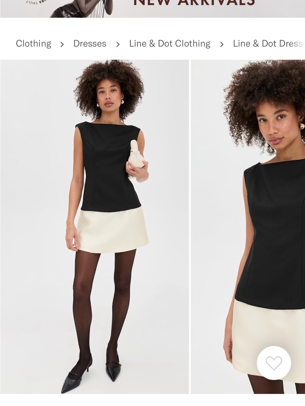 Line & Dot Two-Tone Mini Skirt — Black & Cream